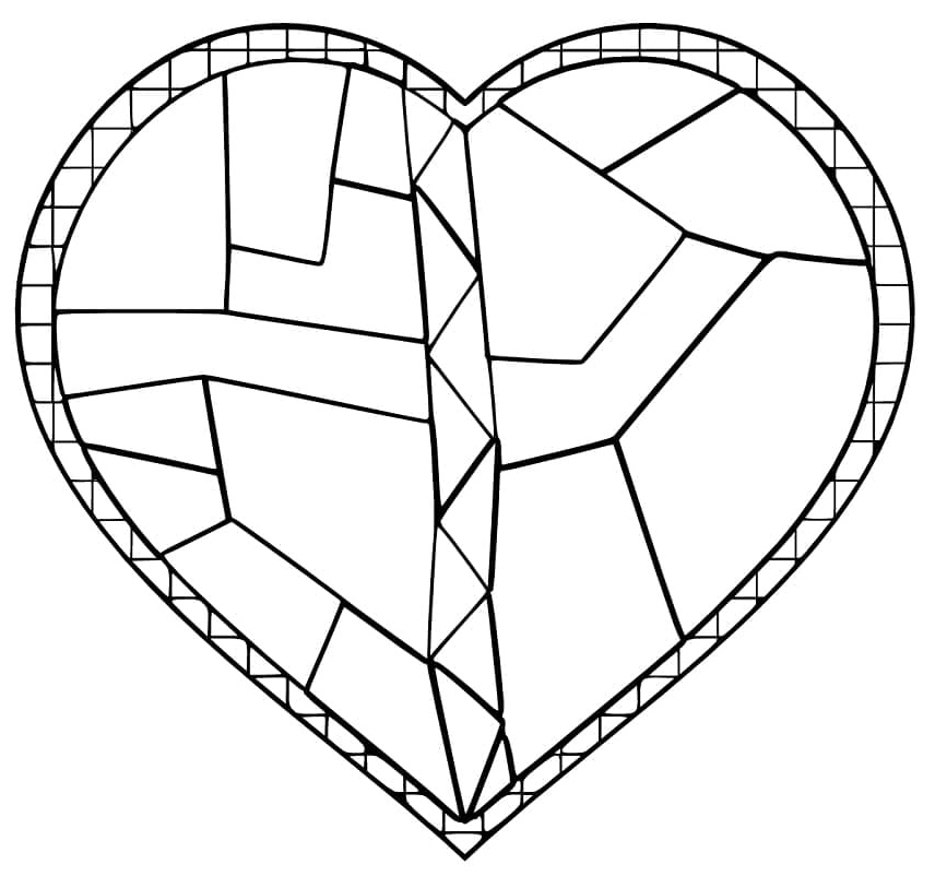 Stained Glass Heart Coloring Page