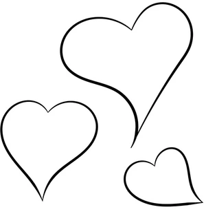 Three Basic Hearts Coloring Page