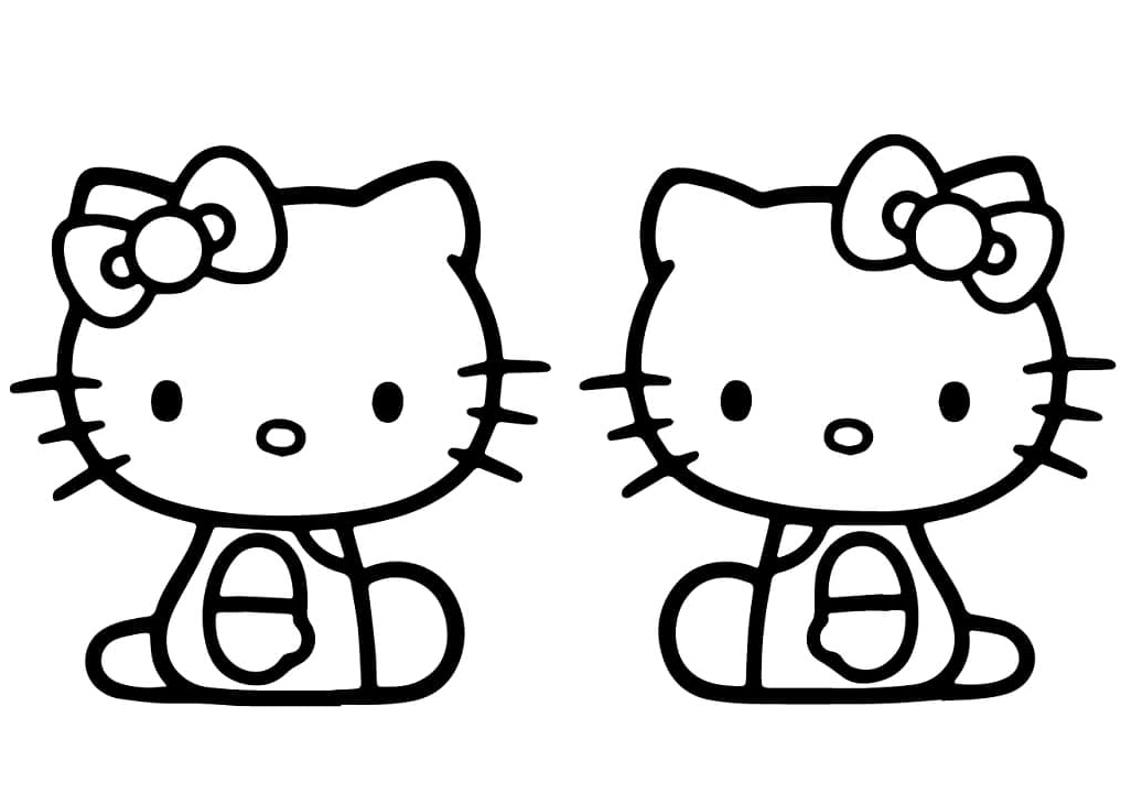 Hello Kitty and Mimmy Coloring Page