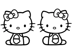 Hello Kitty and Mimmy Coloring Page