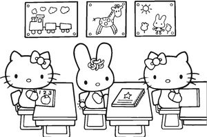 Kitty's School Day Coloring Page