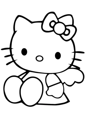 Kitty with Angelic Wings Coloring Page