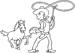 Cowboy and Horse Coloring Page