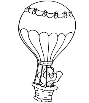 Teddy Bear on a Hot Air Balloon Coloring Page