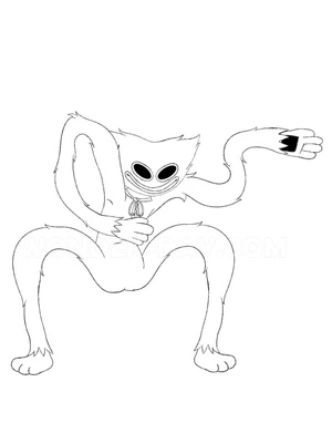 Dancing Huggy Wuggy - Twirling Teddy Bear Coloring Page
