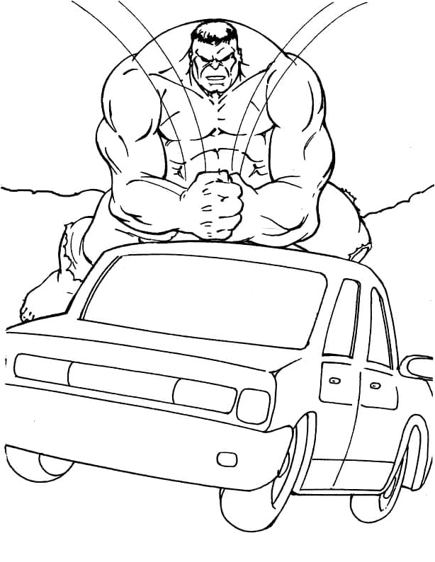 Hulk with a car Coloring Page