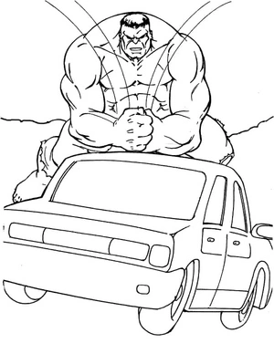 Hulk with a car Coloring Page