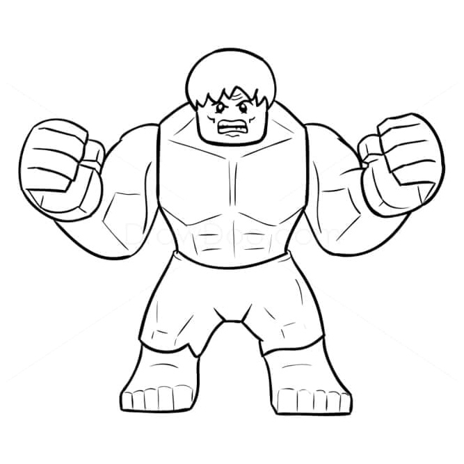 Image of Hulk in Lego Style Coloring Page
