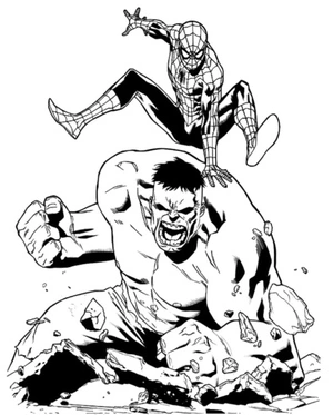 Spider-Man and Hulk Coloring Page