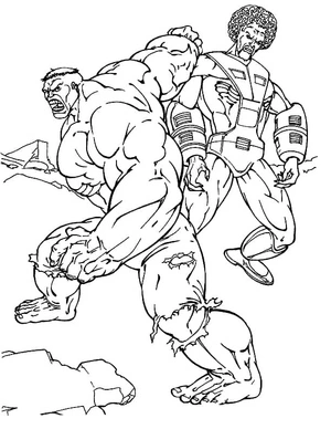 The Incredible Hulk battling a Villain Coloring Page