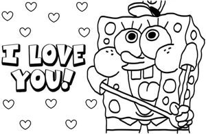 SpongeBob, I Love You Coloring Page