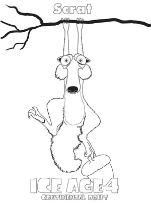 Ice Age 4's Scrat Coloring Page