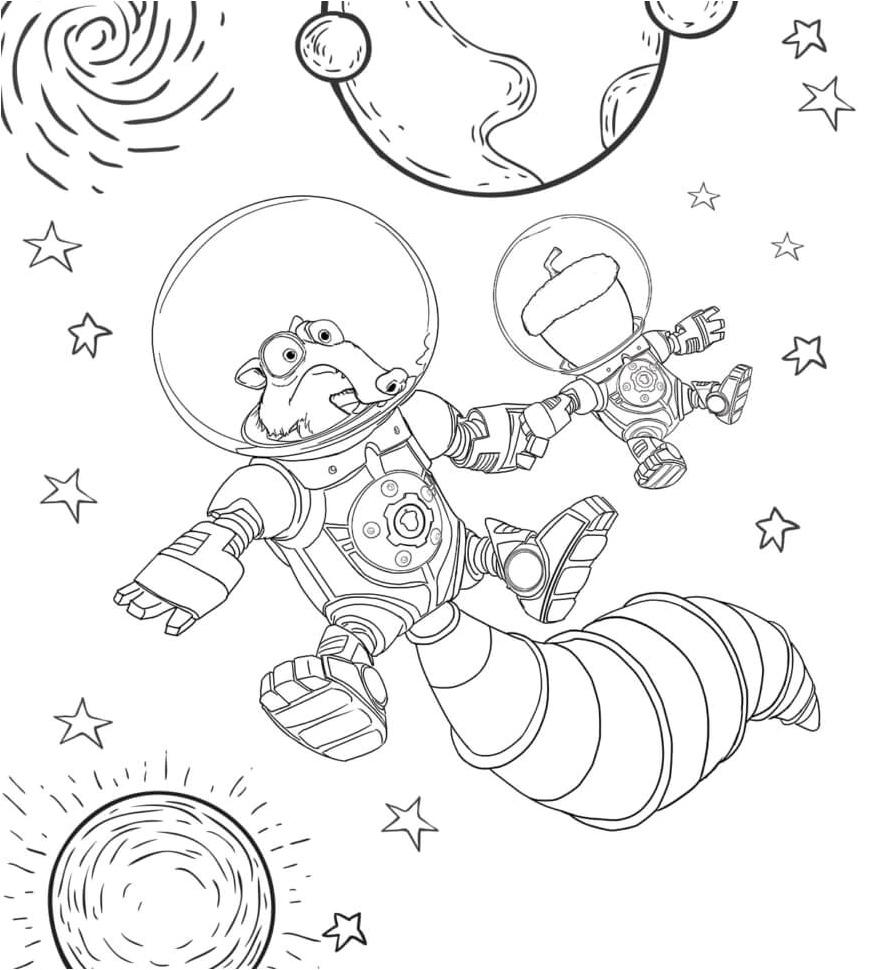 Scrat in Outer Space Coloring Page