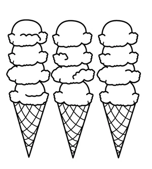 Three Ice Creams Coloring Page