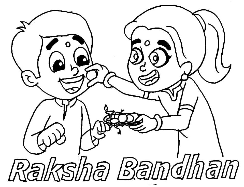 Celebration of Raksha Bandhan  Coloring Page