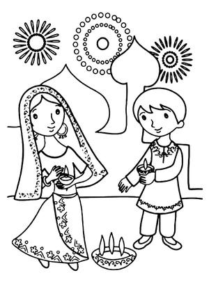 Diwali Coloring Page