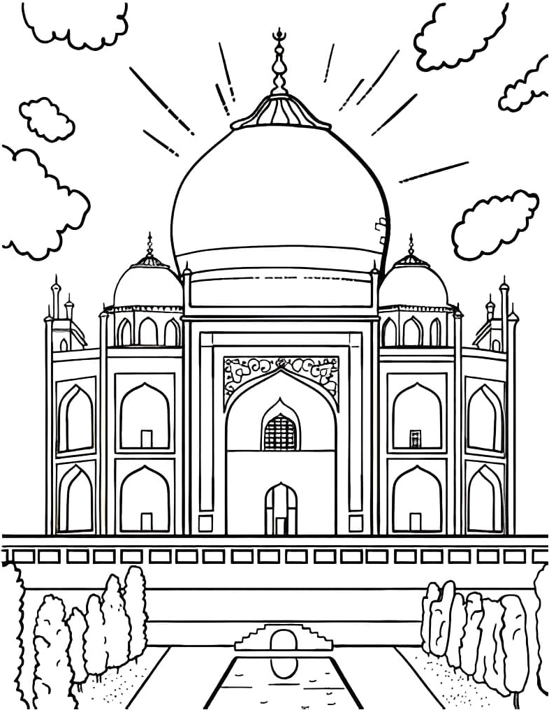 Image of the Taj Mahal Coloring Page