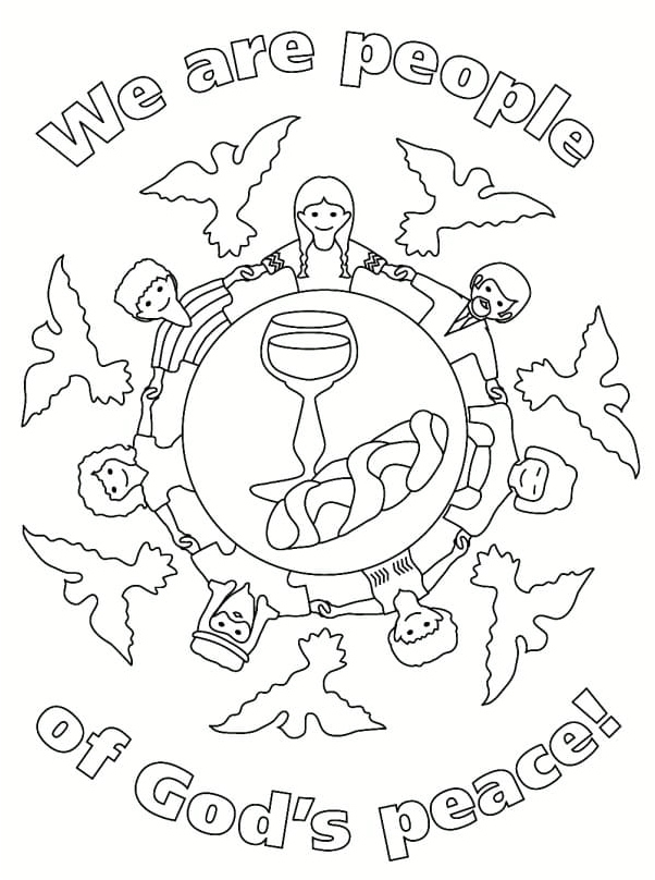 Children celebrating International Peace Day Coloring Page