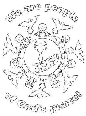 Children celebrating International Peace Day Coloring Page