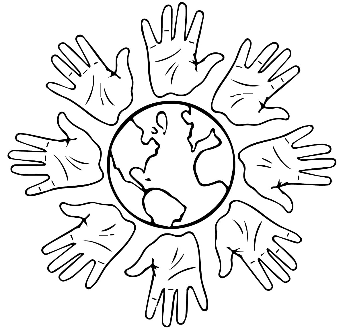 Hands for International Peace Coloring Page Coloring Page