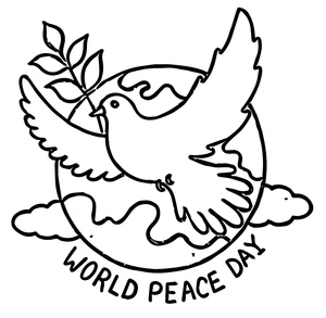 International Peace Day with Dove Coloring Page