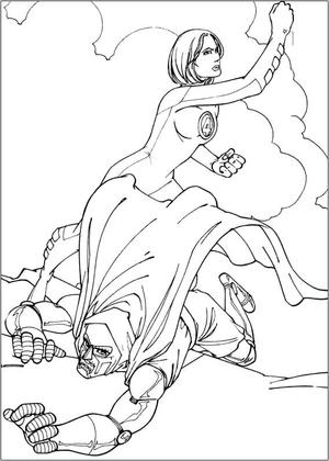 The Battle Between Invisible Woman and Dr. Doom Coloring Page