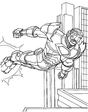 Iron Man in the Urban Environment Coloring Page