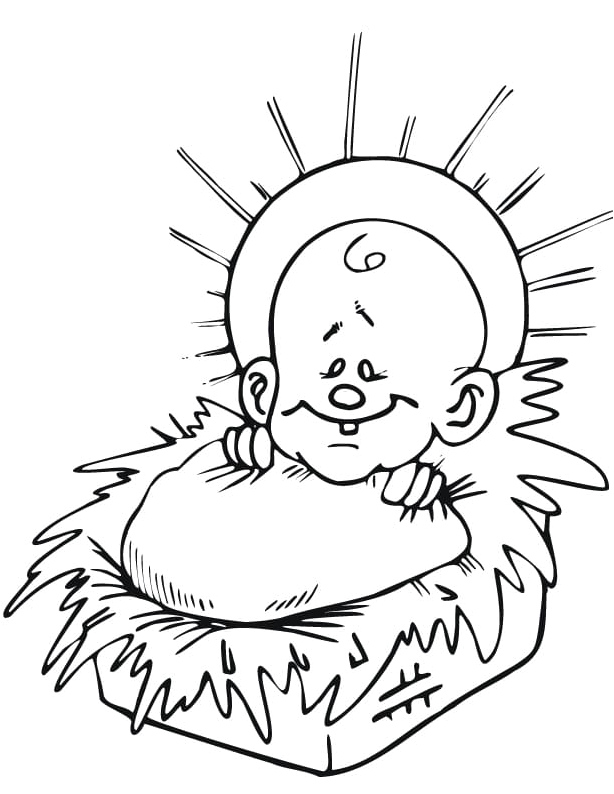 Infant Jesus in a Cradle Coloring Page