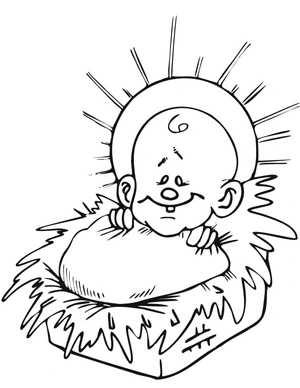Infant Jesus in a Cradle Coloring Page