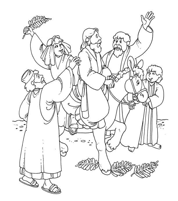 Jesus' triumphant arrival in Jerusalem Coloring Page
