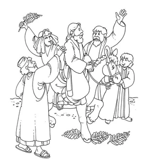 Jesus' triumphant arrival in Jerusalem Coloring Page