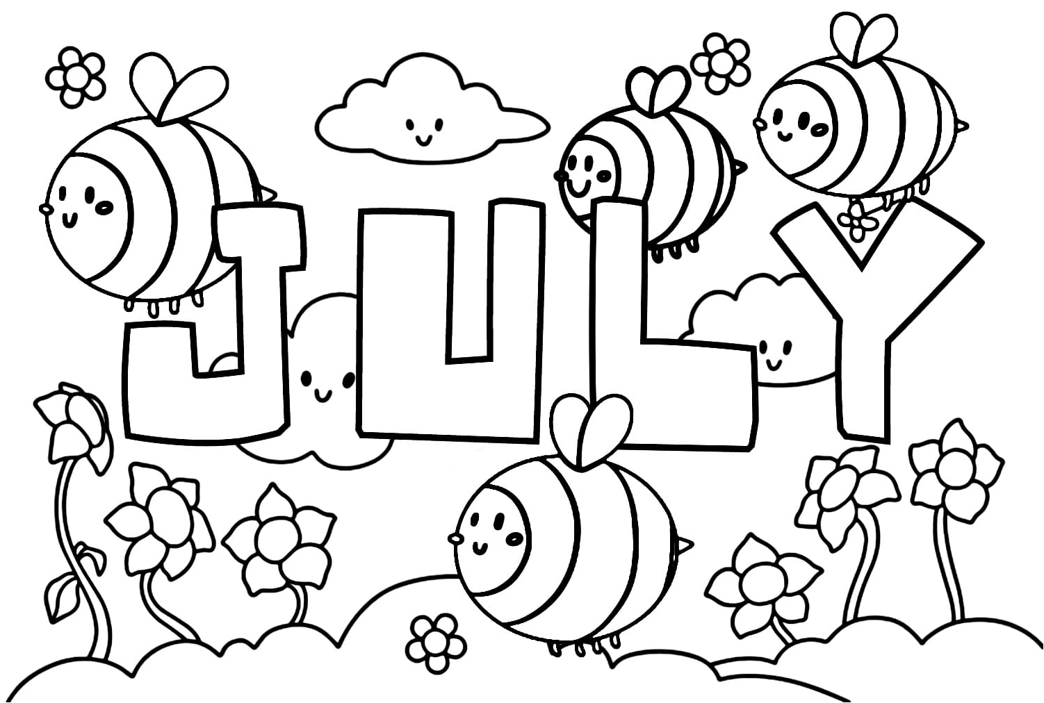 Adorable July Coloring Page