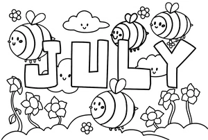 Adorable July Coloring Page