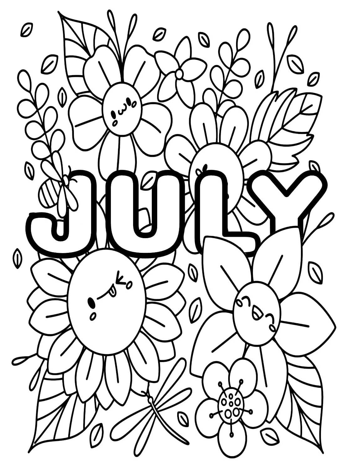 Charming July Coloring Page
