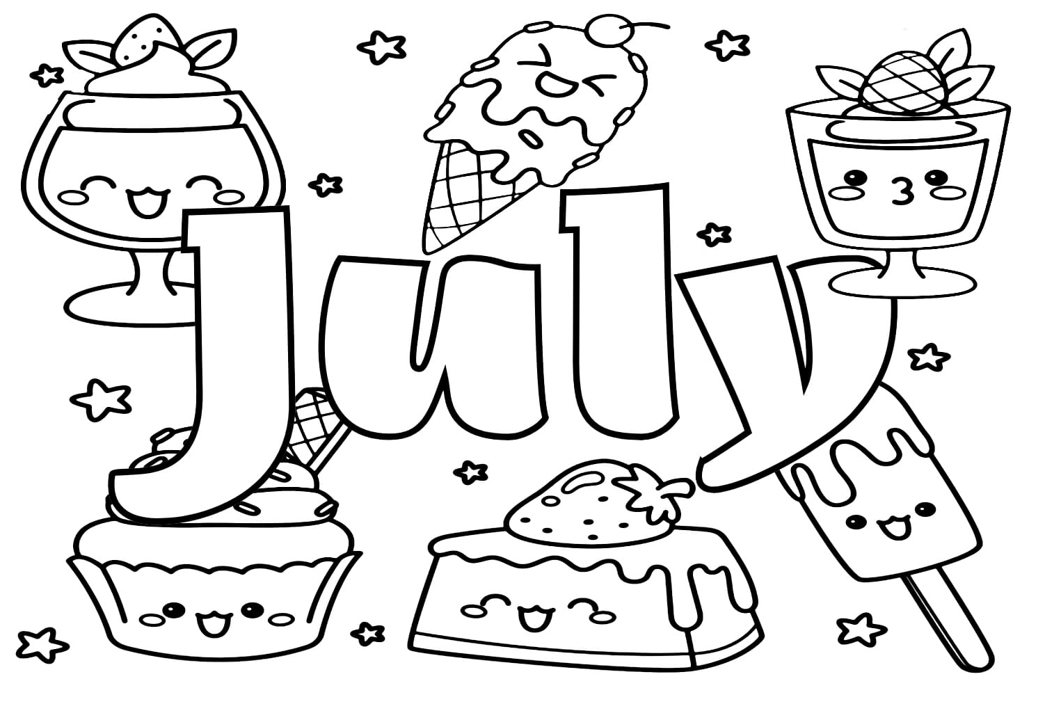 July Delights Coloring Page