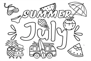 July Summer Coloring Page