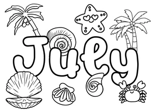 Month of July Coloring Page
