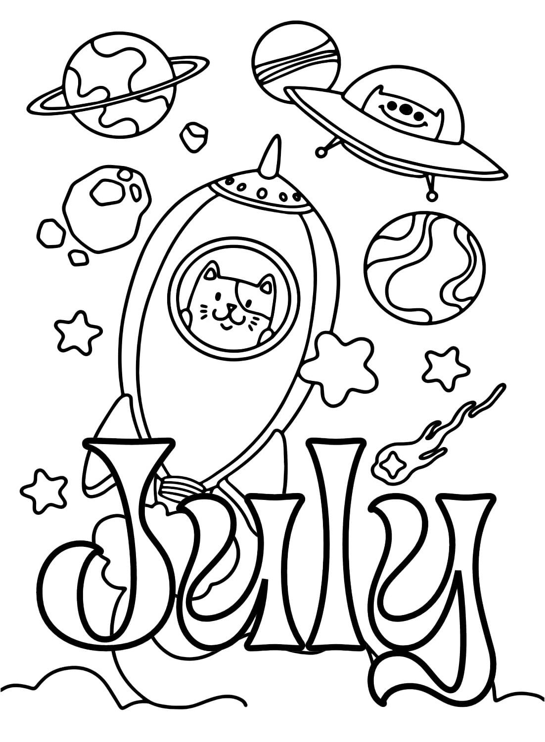 Spacey July Coloring Page