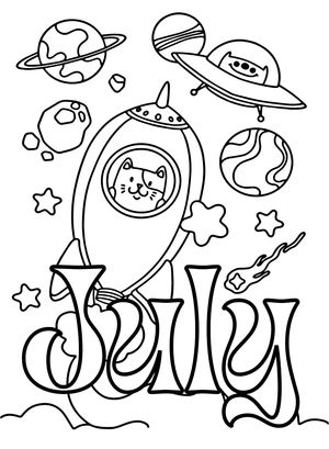 Spacey July Coloring Page
