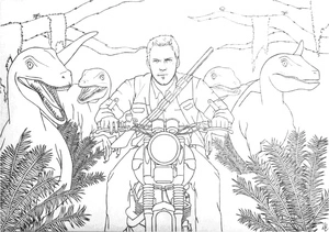 Raptor World Jurassic Coloring Page