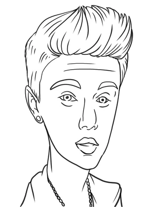 Cartoon Justin Bieber with a Comical Twist Coloring Page