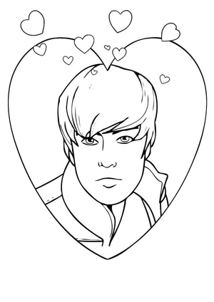 Heart-themed Justin Bieber Coloring Page Coloring Page