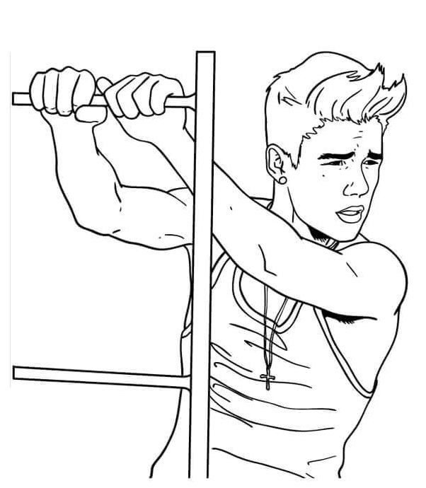 Justin Bieber ascended the ladder. Coloring Page