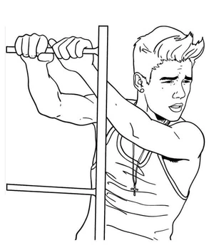 Justin Bieber ascended the ladder. Coloring Page
