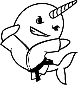 Karate Narwhal Coloring Page