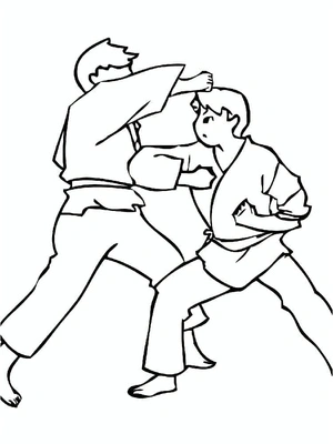 Martial Arts Match Coloring Page