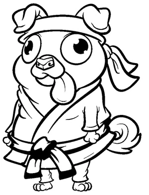 Pug Doing Karate Coloring Page