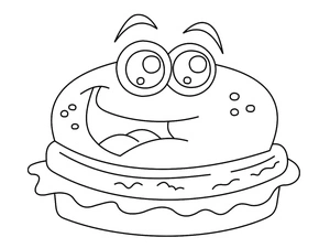 Adorable Burger Coloring Page