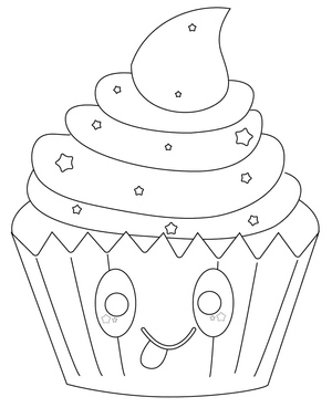 Cute Cupcake Coloring Page for Print