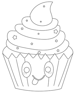 Cute Cupcake Coloring Page for Print Coloring Page